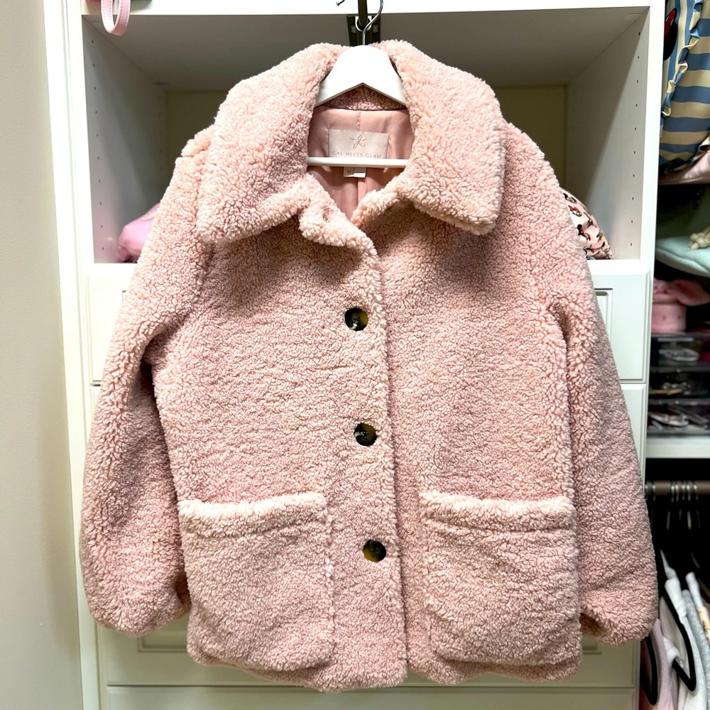 Gal Meets Glam pink (dusty rose) sherpa women’s jacket size medium.